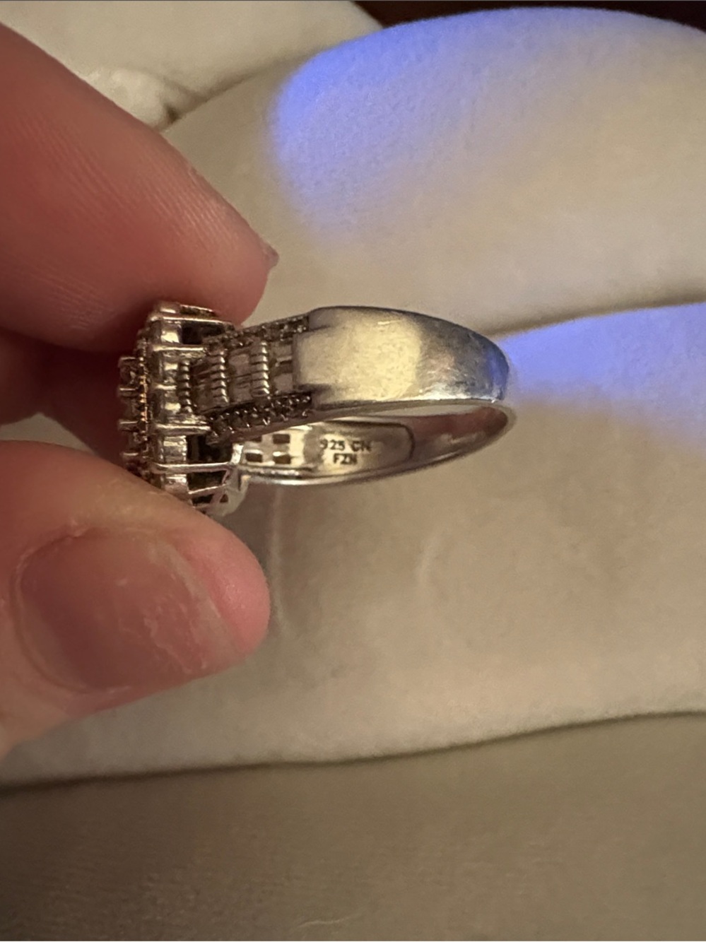 JTV Sterling Silver Rose Gold Double Halo Cluster Ring with Lab Diamonds - Picture 3 of 7